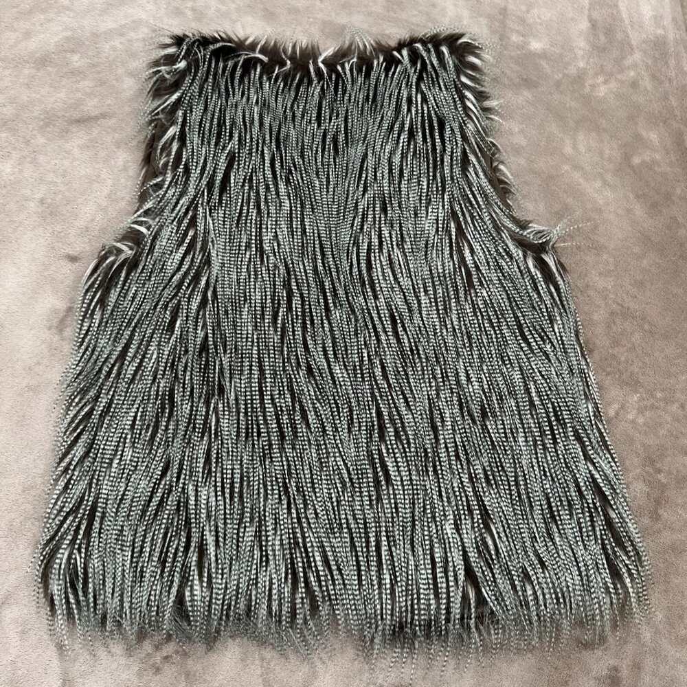 Max Edition Faux Feather Vest Womens Medium Brown White Hook Eye Closure *READ* - Picture 3 of 11